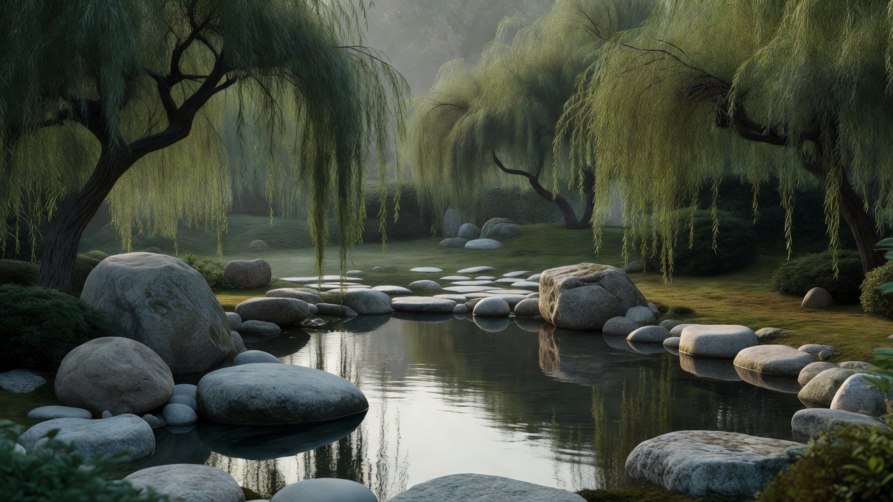 石組みの水景